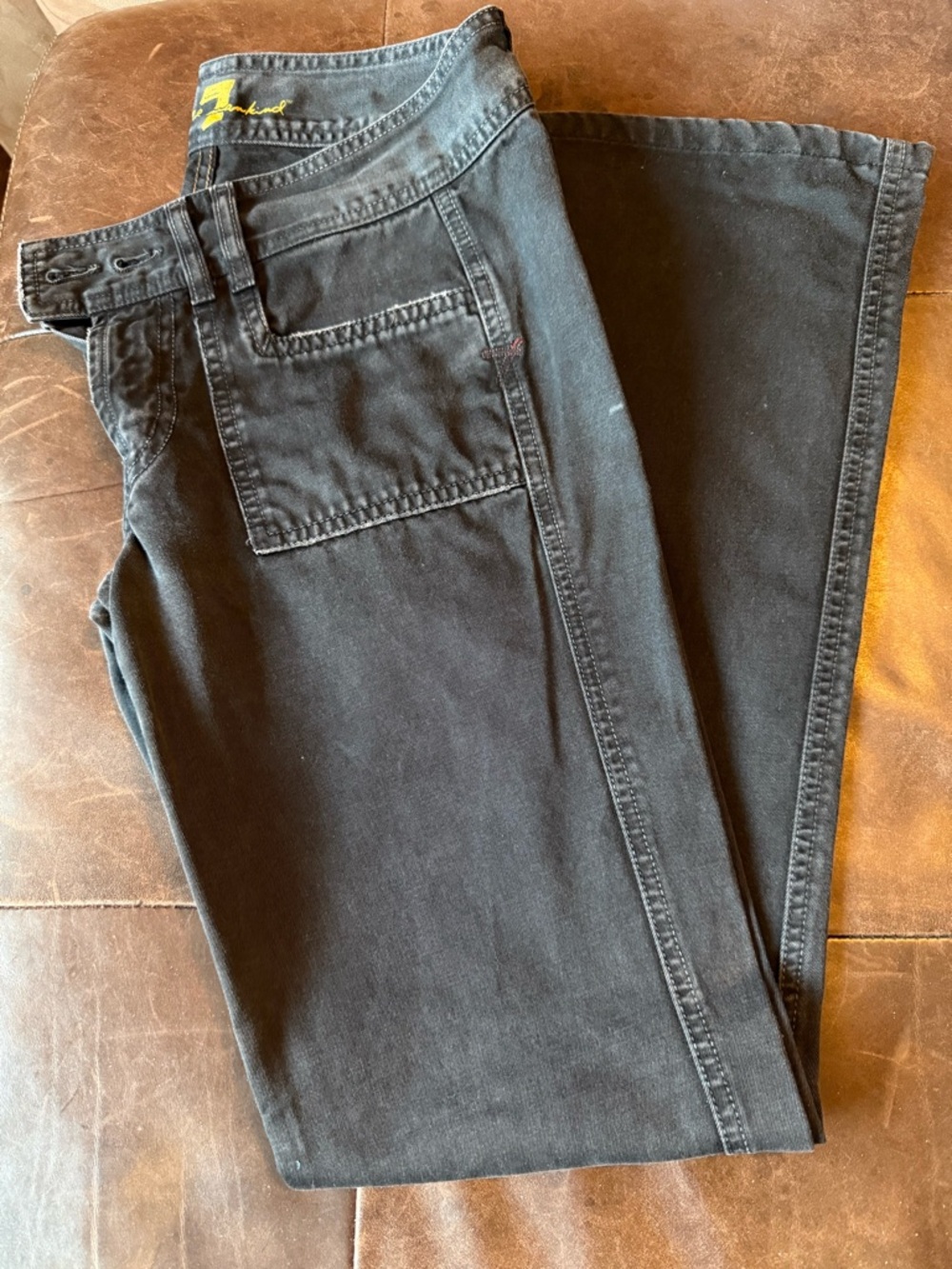 7 For All Mankind Black Jeans with Yellow Logo Size 27